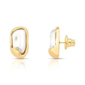 Imagem do produto Brinco Pérola Orgânica Slim Folheado a Ouro 18K