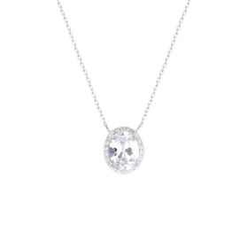 Imagem do produto Colar com Cristal Oval e Cravação Fina de Zircônias em Prata 925