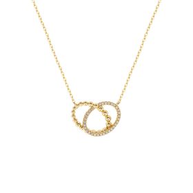 Imagem do produto Colar com Elos Entrelaçados Liso de Esferas e Cravejado de Zircônia em Prata 925 Folheado a Ouro 18K