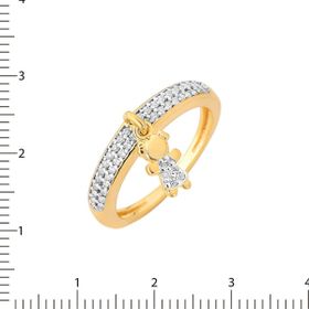 Imagem do produto Anel Com aro Meio Cravejado de Zircônias com Menina Pendurado Folheado a Ouro 18K