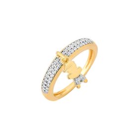 Imagem do produto Anel Com aro Meio Cravejado de Zircônias com Menino Pendurado Folheado a Ouro 18K