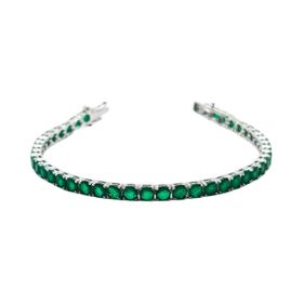 Imagem do produto Pulseira 17,5cm Riviera de Cristais Esmeraldas em Prata 925