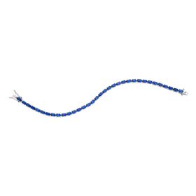 Imagem do produto Pulseira 18cm Riviera de Cristais Azul Oval em Prata 925