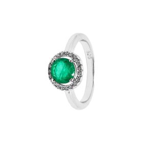Imagem do produto Anel Solitário Cristal Verde Esmeralda com Cravação de Zircônias em Prata 925