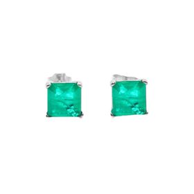 Imagem do produto Brinco Pequeno Cristal Esmeralda Quadrado em Prata 925