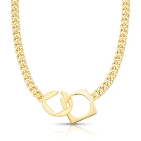Imagem do produto Colar Liso Elo Groumet Quadrado Redondo Entrelaçado Folheado a Ouro 18K