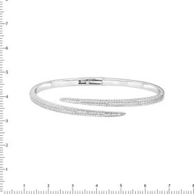 Imagem do produto Pulseira Rígida Aberta Com Cravação fina de Zirônias na Metade do Aro em Prata 925