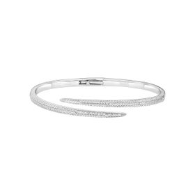 Imagem do produto Pulseira Rígida Aberta Com Cravação fina de Zirônias na Metade do Aro em Prata 925
