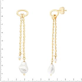Imagem do produto Brinco Aro Oval e Corrente Com Pérola e Bolinha Lisa Folheado a Ouro 18K