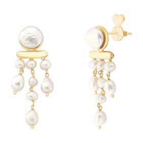 Imagem do produto Brinco pérolas irregulares longo folheado a ouro 18k