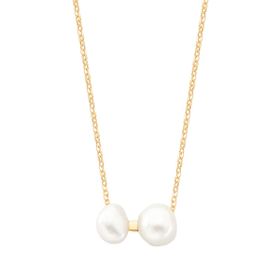 Imagem do produto Colar com Duas Pérolas Redondas Lisas Folheado a Ouro 18K