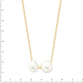 Imagem do produto Colar com Duas Pérolas Redondas Lisas Folheado a Ouro 18K