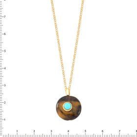 Imagem do produto Colar Com Olho de Tigre redondo e Pedra Resinada Central Folheado a Ouro 18K