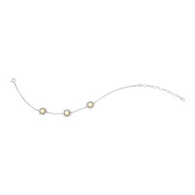 Imagem do produto Pulseira com 3 Placas quadradas Douradas Mix de Banhos e Cravação de Zircônia na Volta em Prata 925
