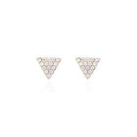 Imagem do produto Brinco Triangulo 7mm com Cravaçao Fina de Zircônias em Prata 925 Folheado a Ouro 18K