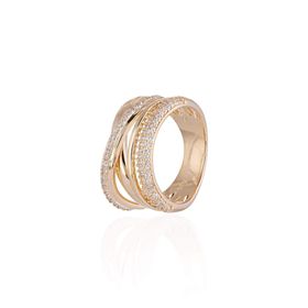 Imagem do produto Anel 4 Aros vazados com Cravação fina de Zircônia em Prata 925 Folheado a Ouro 18K
