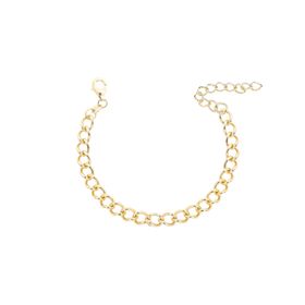 Imagem do produto Pulseira Elos Portuguêses Lisa com Extensor em Prata 925 Folheado a Ouro 18K
