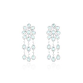 Imagem do produto Brinco Ocean Cluster de Gotas Paraíbas Cravejadas com Cascata Pendente e Zircônias em Prata 925