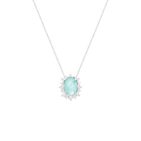 Imagem do produto Colar Ocean Cristal Paraíba Oval 5mm Com Cravação de Princesa de Zircônias na Volta em Prata 925
