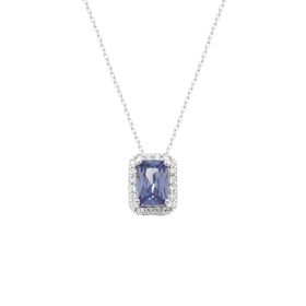 Imagem do produto Colar Cristal Tanzanita 4mm Retangular e Cravação de Zircônias na Volta em Prata 925
