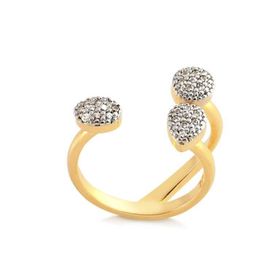 Imagem do produto Anel Aro Aberto com Esferas Reguláveis Cravejado de Zircônia Folheado a Ouro 18K