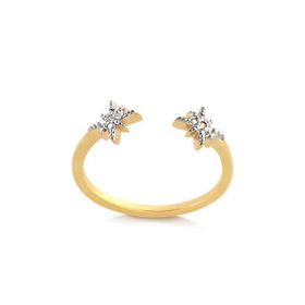 Imagem do produto Anel Aro Aberto Liso com Estrelas de Zircônia nas Pontas Folheado a Ouro 18K