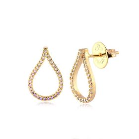 Imagem do produto Brinco Gota Vazada cravejada de Zircônias Folheado a Ouro 18K