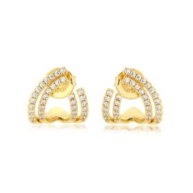 Imagem do produto Brinco Ondulado com Duas Linhas Cravejada de Zircônias Folheado a Ouro 18K