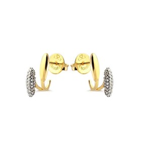 Imagem do produto Brinco Gota Base Lisa e Gota pendente Cravejada de Zircônias Folheado a Ouro 18K