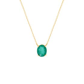 Imagem do produto Colar 4 Garras Com Cristal Esmeralda Oval Liso Folheado a Ouro 18K