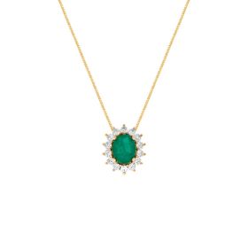 Imagem do produto Colar com Cristal Oval Cravejado de Zircônias Folheado a Ouro 18K
