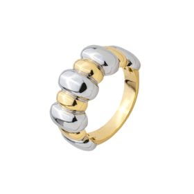 Imagem do produto Anel New Petit Gomos Lisos Intercalados Mix de Banhos Folheado a Ouro 18K