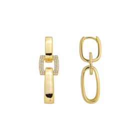 Imagem do produto Brinco Elos Quadrados com Cravação de Zircônia Folheado a Ouro 18K