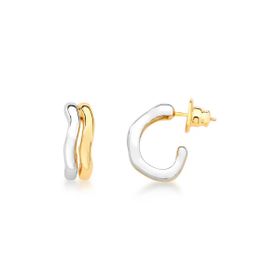 Imagem do produto Brinco Ondulado Dois Aros Lisos Mix de Banho Folheado a Ouro 18K