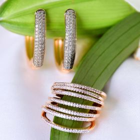 Imagem do produto Anel Stelle 7 elos com aro cravejado folheado a Ouro 18k