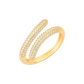 Imagem do produto Anel Aro Vazado Meia Cravação de Zircônia Folheado a Ouro 18K