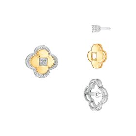 Imagem do produto Brinco Cleef Desmontável Cravejado de Zircônias na volta e Miolo Folheado a Ouro 18K