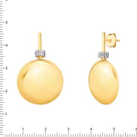 Imagem do produto Brinco Placa Redonda Lisa com Detalhe Cilindro de Zircônias Folheado a Ouro 18K