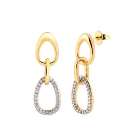 Imagem do produto Brinco 3 Ovais Entrelaçados com um pendente Cravejado de Zircônias Folheado a Ouro 18K