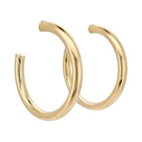 Imagem do produto Brinco Dois Elos Entrelaçados com um Elo Cravejado de Zircônia Folheado a Ouro 18K