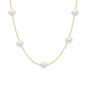 Imagem do produto Colar Chocker com 5 Pérolas Moeda Folheado a Ouro 18K