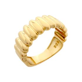 Imagem do produto Anel com Gomos Lisos em Prata 925 Folheado a Ouro 18K