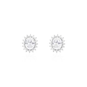 Imagem do produto Brinco Cristal Oval com Cravação Princesa de Zircônias em Prata 925