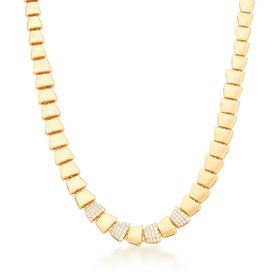 Imagem do produto Colar Escamas Lisas e Escamas Cravejadas na Base Folheado a Ouro 18K