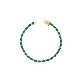 Imagem do produto Pulseira Riviera de Ovais de Esmeralda com Zircônia Intercalado Folheado a Ouro 18K