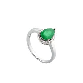 Imagem do produto Anel Gota Cristal Esmeralda Cravejada de Zircônias em Prata 925
