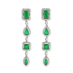 Imagem do produto Brinco Cristais Esmeralda Pendentes com Formatos Diferentes em Prata 925