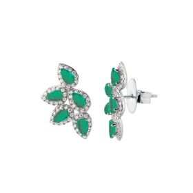 Imagem do produto Brinco Cristal Gotas Esmeralda Cravejadas de Zircônia em Prata 925