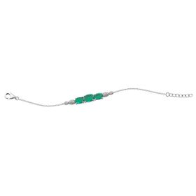 Imagem do produto Pulseira 3 Cristais Esmeralda com Gotas de Zircônia nas Extremidades em Prata 925