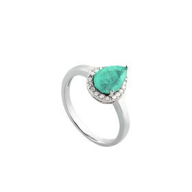 Imagem do produto Anel Ocean Gota Cristal Paraíba Cravejada de Zircônias em Prata 925